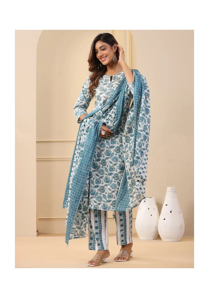 Malishka Export بلوزة مستقيمة مطبوعة من الرايون مع بنطال ووشاح للنساء - Image 3